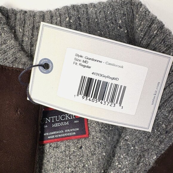 UNTUCKit Donegal Men’s Sweater Mottled Gray Wood Button-Neck Pullover Men Medium - Picture 5 of 8